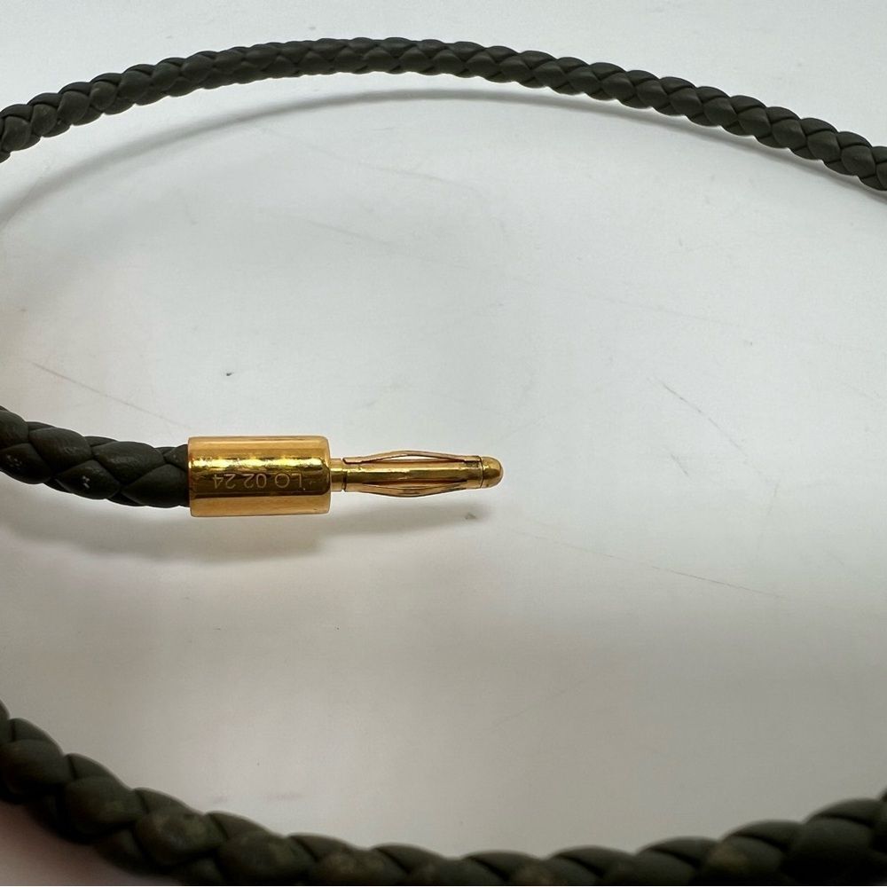 Hermes Tournis Tresse Olive Green Braided Leather Bracelet Gold Hardware In Box - Picture 5 of 5
